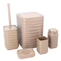 ZESTAW ŁAZIENKOWY KWADRATOWY 5 ELEM. BRĄZOWY KOMPLET DO TOALETY 